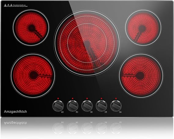 30 Inch Built-in Electric Cooktop 5 Burner, 9000W, 220V Hardwired