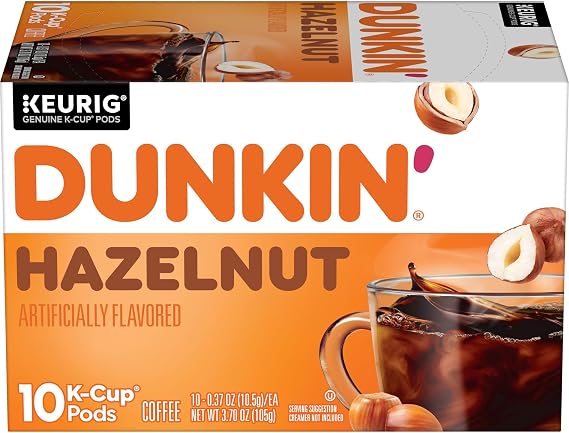 Dunkin' Hazelnut Flavored Coffee, 10 Keurig K-Cup Pods