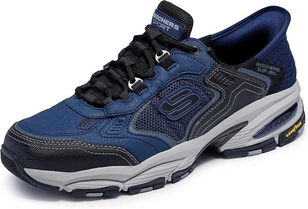 Skechers Mens Vigor 3.0 Drafting Hands Free Slip-inSneaker | Hands Free Slip-ins, Air-Cooled Memory Foam, Goodyear Rubber, Anti-Slip, Heel Pillow, Casual