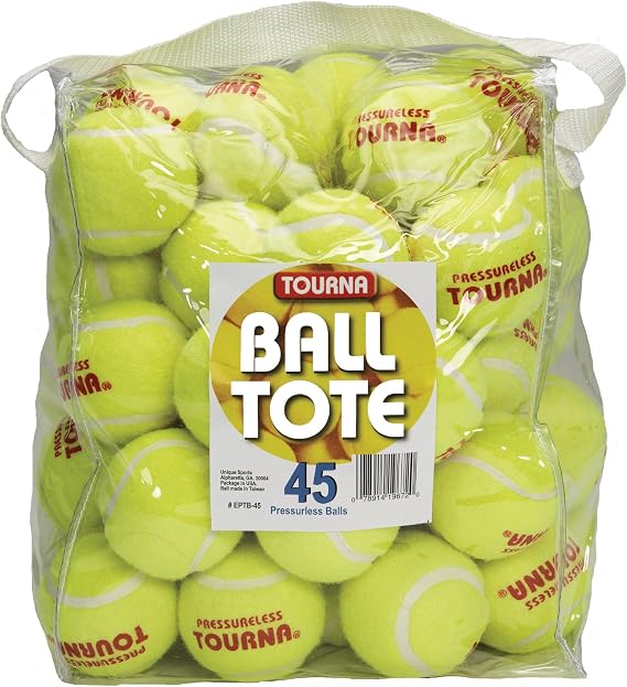 Tourna Pressureless Tennis Balls with Vinyl Tote (45 pack of balls)