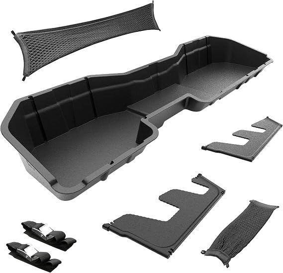 MaxMate Underseat Storage Box Compatible with 2014-2018 Chevy Silverado GMC Sierra 1500; 2015-2019 2500 3500HD Crew Cab, Rear Under Seat Extra Cargo Store Organizer | CB5C2238MX
