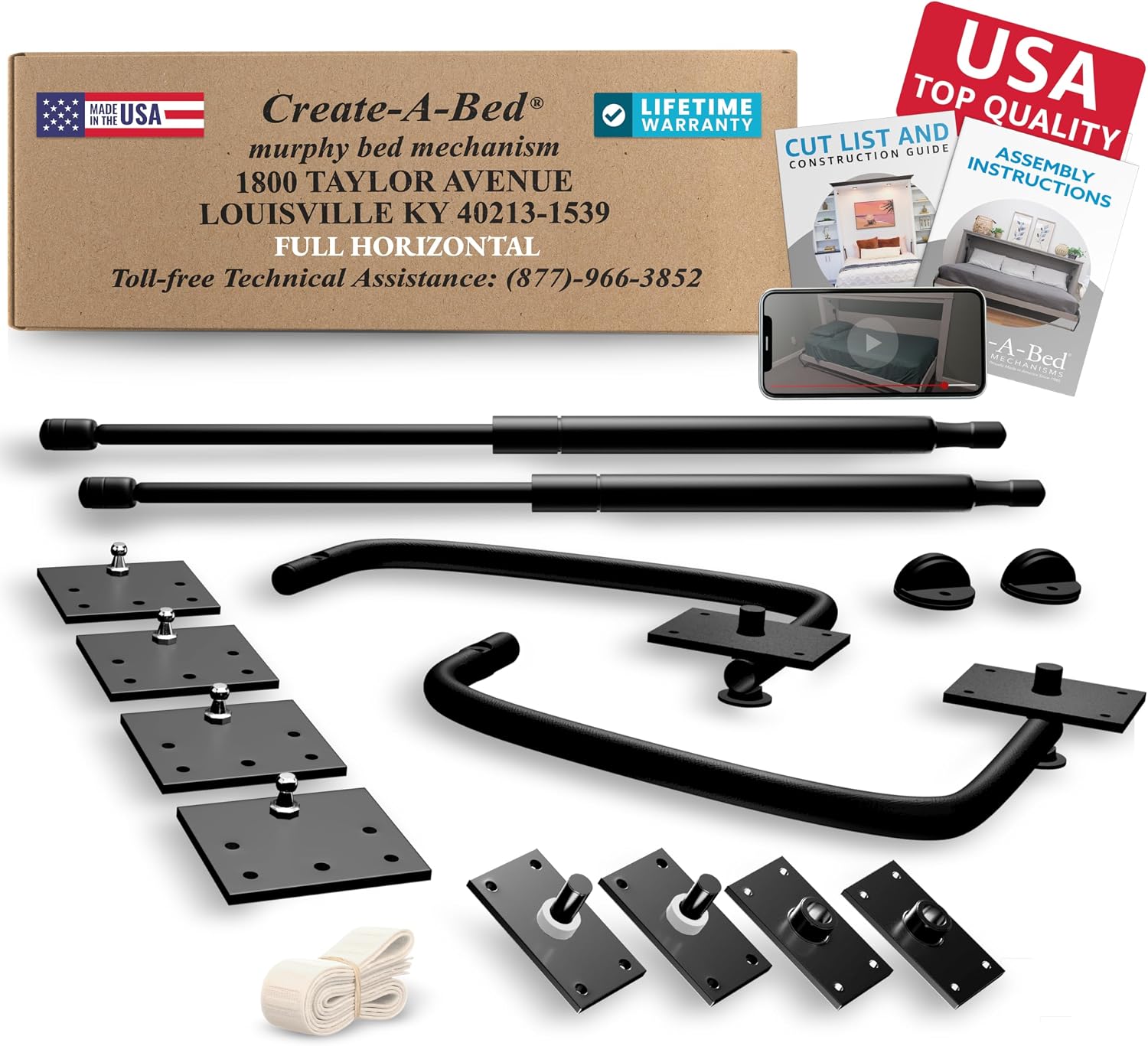 Create-A-Bed Full-Size Deluxe Murphy Bed Kit, Horizontal