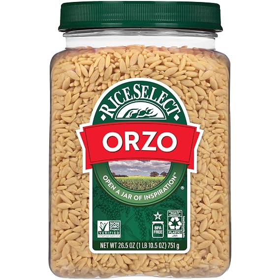 RiceSelect Orzo Rice-Shaped Pasta, Traditional Plain Orzo Pasta