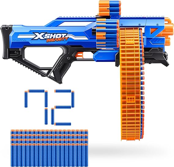 X-Shot Insanity Mad Mega Barrel by ZURU with 72 Darts, Air Pocket Technology and Dart Storage, Rotating Barrel with Large Dart Capacity, Outdoor Toy for Boys and Girls, Teens and Adults