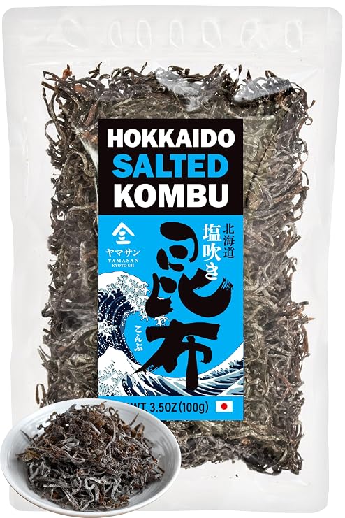 YAMASAN KYOTO UJI Japanese Salted Kombu Seaweed Kelp Seasoning 3.5oz | Traditional Japanese Seaweed Seasoning, Shio Kombu for Rice, Salad and More, No MSG, Made in Japan 100g