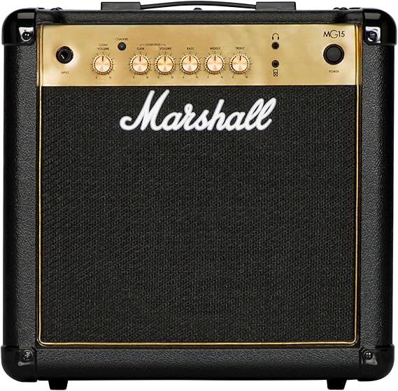 Marshall MG15G Guitar Combo Amplifer, Practice Amp Suitable for Electric Guitar - Black and Gold