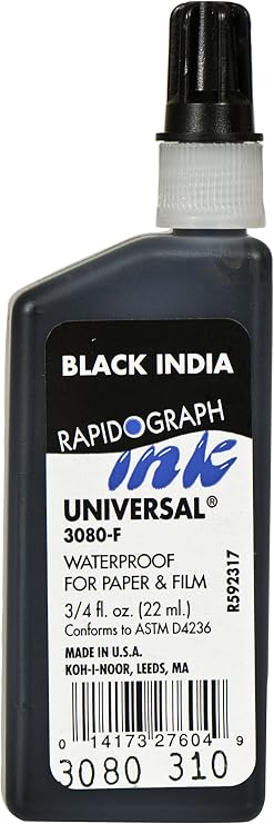 Koh-I-Noor Dye-Based Universal Drawing Ink 0.75 Oz. Bottle, Black
