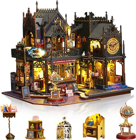 DIY Miniature House Kit for Adults, Tiny House with LED Lights | Cozy Home Decor Craft Kit, Unique Gift for Christmas, Birthdays, Mother's & Valentine's Day, Magic Castle