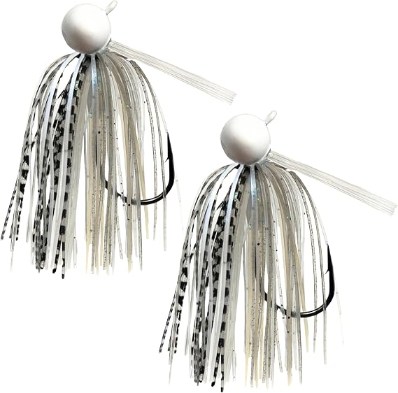 Reaction Tackle Tungsten Football Jig Heads for Bass Fishing - Weedless Jig Head with Silicone Skirt for Pike, Walleye and Muskie (2-Pack)