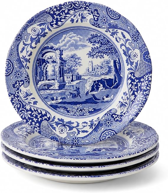 Spode Blue Italian Salad Plate 8", White | Earthenware, Dishwasher Safe, Made in England
