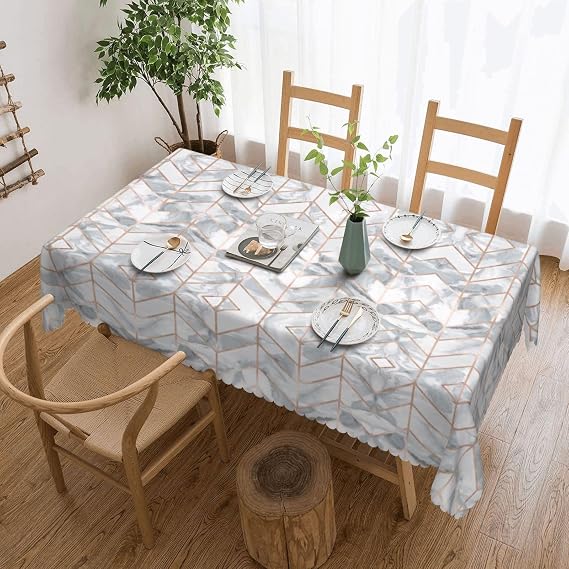 Rose Gold Marble Design Background Rectangular Tablecloth-Stylish Dining Decor for Parties, Restaurant Table Topper