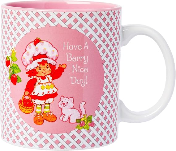 Silver Buffalo Strawberry Shortcake and Custard Have a Berry Nice Day Ceramic Mug, 20 Ounces