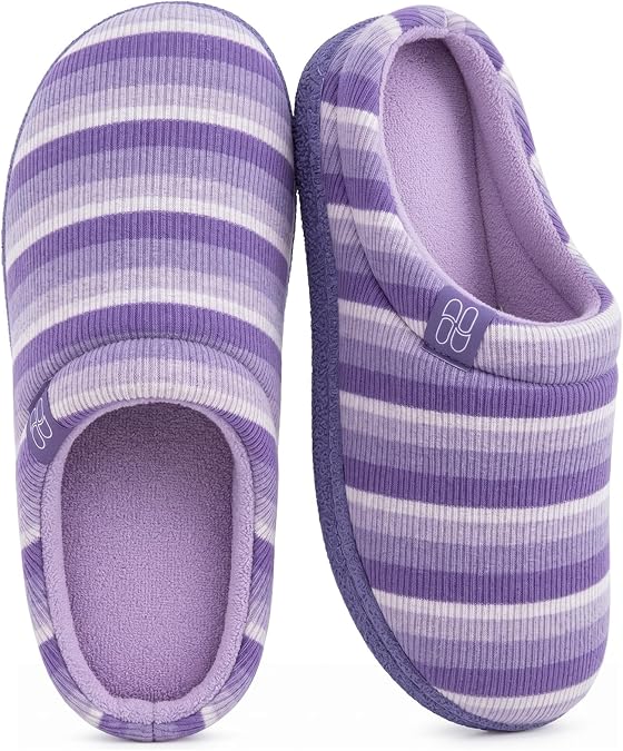 HomeTop Women's Knit Memory Foam Slippers Warm Soft House Anti-Slip Shoes | Slip-on,Machine-washable,Indoor,Outdoor