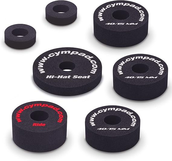 Cympad Optimizer Starter Pack (3x 40/15mm; 1x Hi-Hat; 1x Ride) Felt Cymbal, Improves Sound and Performance of Drum Cymbals. Prevents Noise in Cymbal Stand.