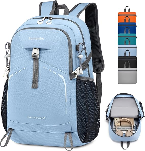 Lightweight Foldable 35L Everyday Backpack, Packable Daypack (Sky-Blue)