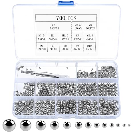 700 Pcs Stainless Steel Ball Bearings, 2-10mm, Precision