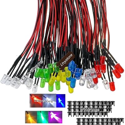 60Pcs 5MM 9V 6Colors LED Pre Wired Prewired Lamp Light Bulb Prewired Emitting Diode 60Pcs Black 5MM LED Plastic Clip Holder Display Panel