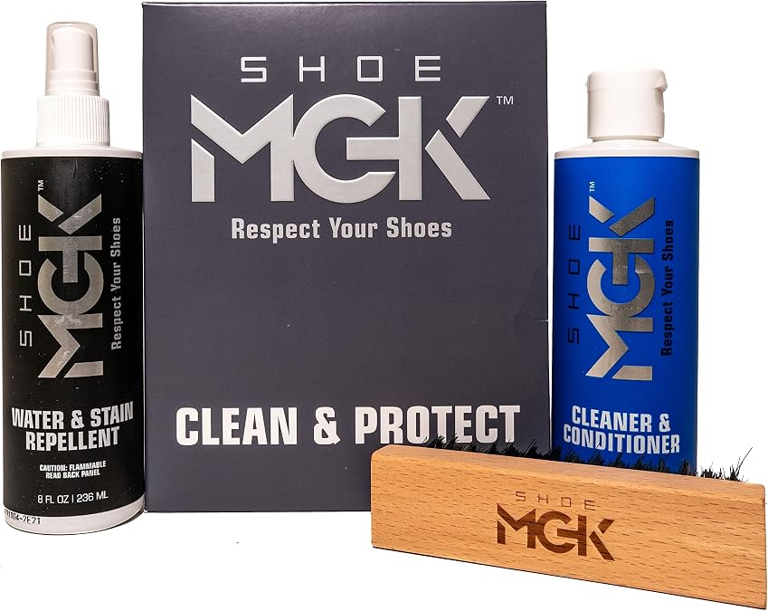 Shoe MGK Clean & Protect Shoe Care Kit Shoe Cleaner & Conditioner, Water & Stain Repellent, and Brush