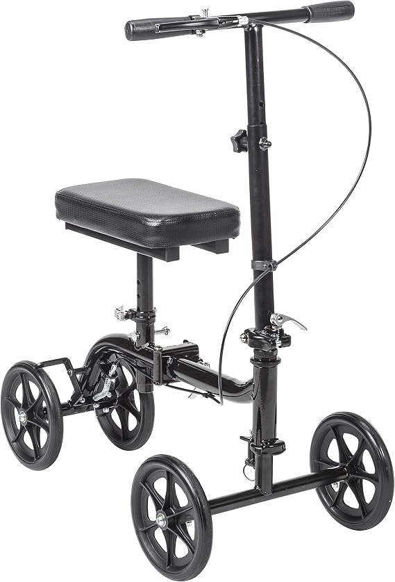 Drive Medical Steerable Folding Knee and Leg Scooter, Black | Steerable Design Folds Flat for Easy Storage and Transport While Supporting Knee or Leg Use During Recovery