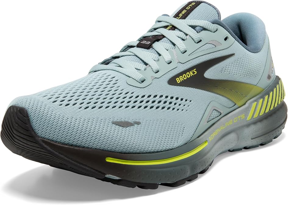 Brooks Mens Adrenaline GTS 23 Supportive Running Shoe - Cloud Blue/Goblin Blue/Lime - 8 Medium