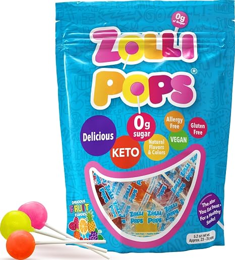 Zollipops The Clean Teeth Pops, Anti Cavity Lollipops, Delicious Assorted Flavors, 5.2 ounces, 25 Count