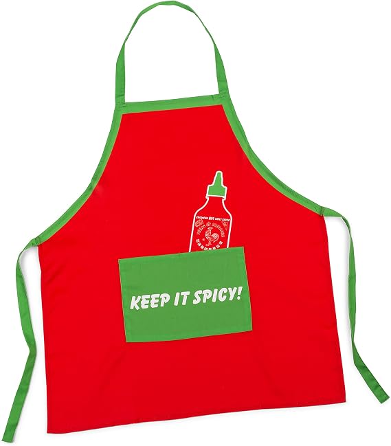 Sriracha2Go - Sriracha Chili Hot Sauce Novelty Apron, Red and Green, One Size Fits Most