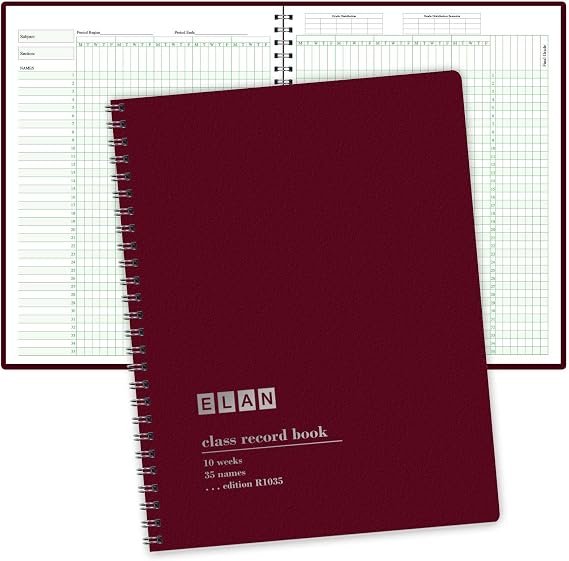 Class Record Book for 9-10 Weeks. 35 Names. Larger Grade Recording Squares. (R1035)