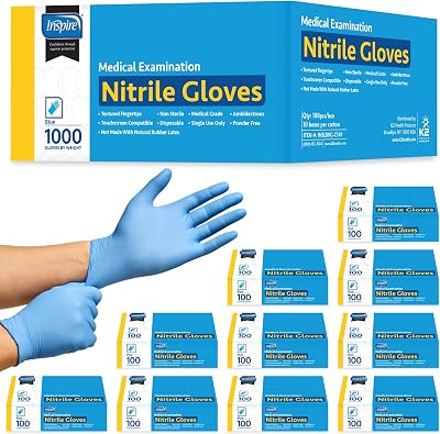 Inspire Nitrile Exam Gloves | The Original Quality Stretch Nitrile Light Blue | 4.5 Gloves Disposable Latex Free Medical EMT