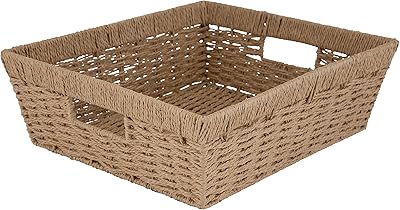 Simplify Large Shelf Storage Basket | Dimensions: 15x 13x 5 | Dutch Weave Design | Home Organization | Paper Rope Material | Great For Leaving Spaces | Great for Displaying