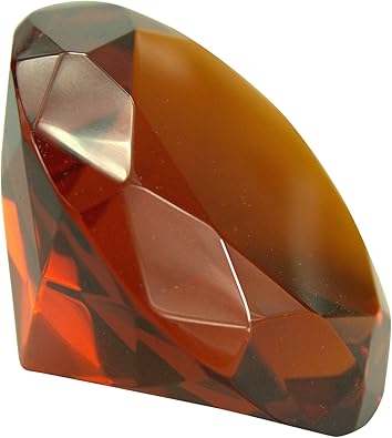 Ruby Glass Diamond Shaped Paperweight (Amber)