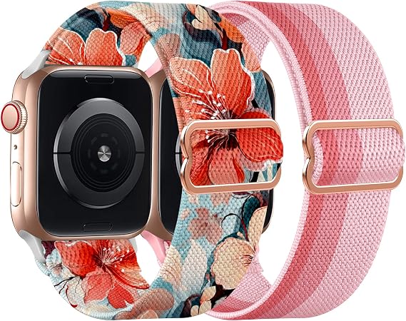 Chinber チンバー ストレッチバンド Apple Watch 38mm 40mm 41mm 42mm 44mm 45mm 49mm レディース グラデーションカラー ナイロン調節可能なストラップ iWatch Series 9 8 7 6 SE 5 4 3 2 1 Ultra Ultra 2用
