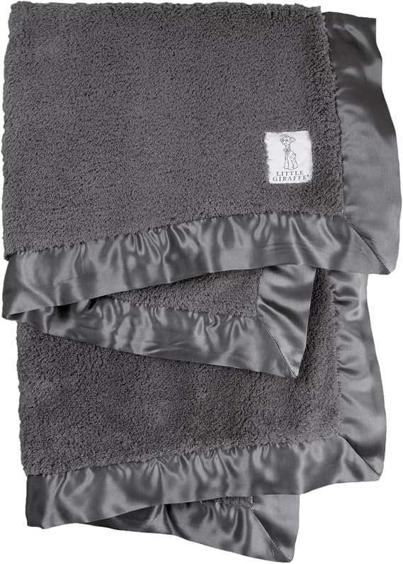 Little Giraffe Chenille Baby Blanket 29x35 Soft Chenille with Satin Trim, Charcoal - Ultra-Soft, Gentle & Safe, Lightweight & Breathable - Ideal for Newborns & Toddlers