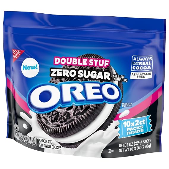 OREO Double Stuf Zero Sugar Chocolate Sandwich Cookies - 1 bag - 10 packs