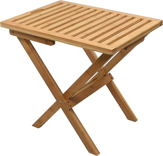 Proman Products Mirage Deluxe Foldable Bamboo Luggage Rack, Guest Room Essentials, Ideal for Bedroom, Hotel, Natural