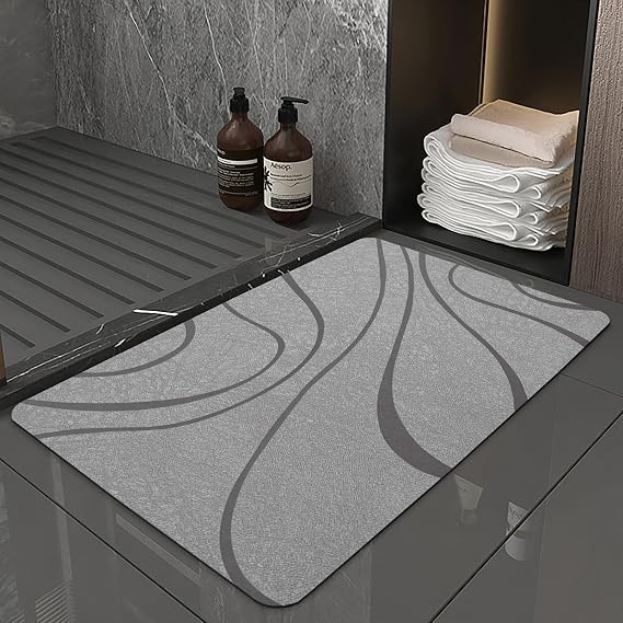YCT Bath Mats for Bathroom Floor - Super Absorbent Bath Rug Set - Non Slip Fast Drying Shower Mat - Great for Bathroom, Bathtub, Kitchen, Sink, 16.9"x27.2", Gray