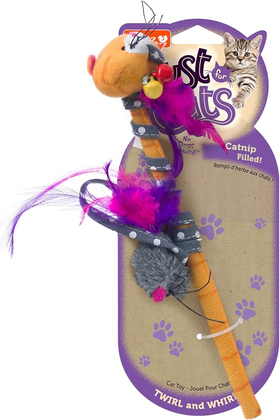 Hartz Just For Cats Twirl and Whirl Interactive Cat Toy Wand, All Breed Sizes