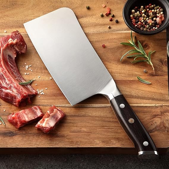 Cleaver Knife,Meat Cleaver 6.5'' inch Chopper Bone Knife High Carbon X5Cr15Mov Stainless Steel Nakirir Cleaver Meat Knife with Nice Ebony Handle