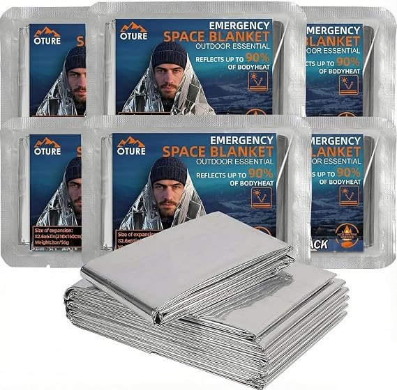 Oture Emergency Thermal Survival Space Blankets 6 Pack