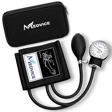 Aneroid Sphygmomanometer - Blood Pressure Cuff Manual for Adults | Adjustable Non-Latex Arm Cuff with Large Dial Gauge & Portable Carry Case - Universal Size Blood Pressure Monitor