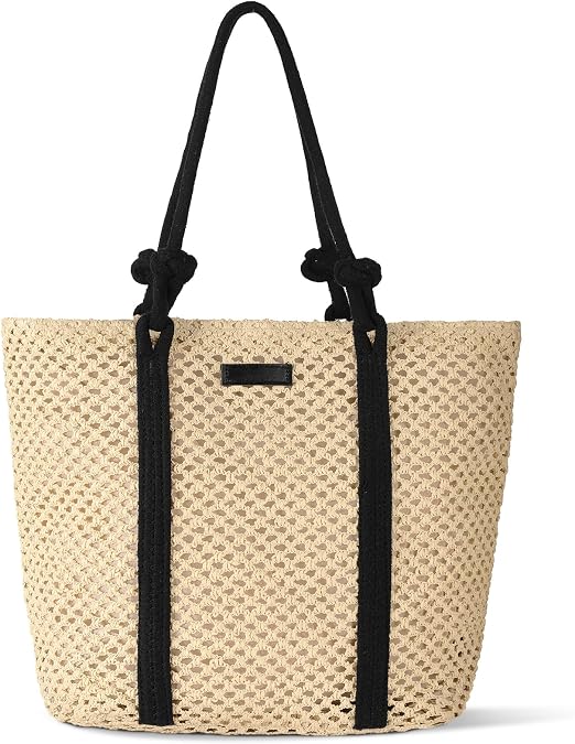 Straw Bags For Women, Beach Bag Large Woven Shoulder Beach Purse Handbag | Large Capacity Design, Zipper Closure & Polyester Lining, Interior Pocket for Organization, Versatile for Multiple Occasions