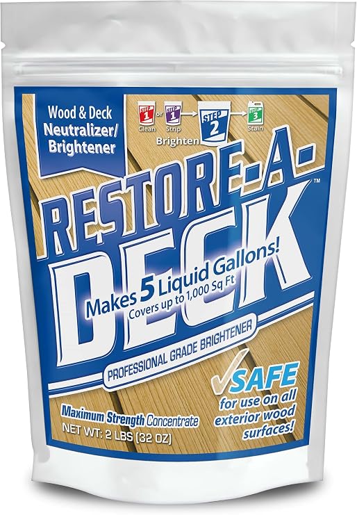 Restore-A-Deck Wood Brightener Neutralizes & Brightens Exterior Wood After Cleaning or Stripping Prepares Decks, Fences & Siding for Staining
