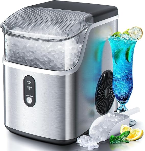 Antarctic Star Nugget Ice Maker Countertop,Ready in 6 Mins, 36Lbs Every 24H, Self-Cleaning, One Button Operation,for Home/Kitchen/Camping/RV. (Silver)