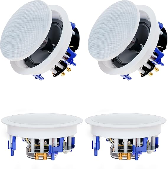 Herdio 6.5'' 640Watts 2-Way Bluetooth Ceiling Speakers Package Great for Home Theater System, Living Room,Office,Flush Mount Wired(4 Speakers)