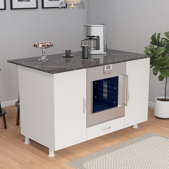 145PC BUILT-IN ISLAND, KITCHEN ISLAND, KITCHEN TABLE, BUILT-IN OVEN CABINET, CELLAR CABINET (Bendir-White)