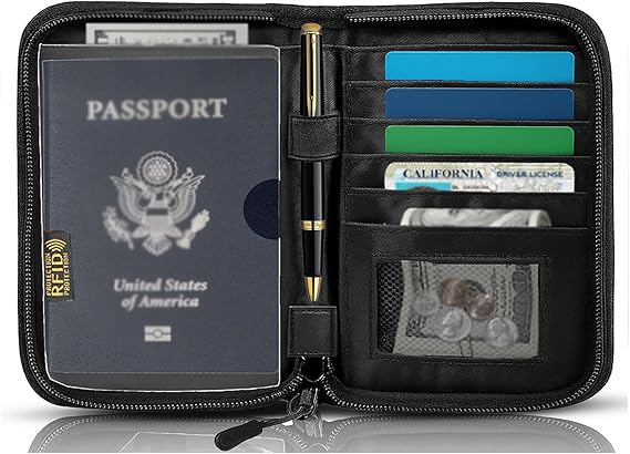 Passport Holder for Travel Essentials, RFID Blocking Protector Passport Wallets, Passport Document Organizer Case for Travel Must Have, Passport Book for Women, Couple, Family Cards, Tickets, ID, Cash