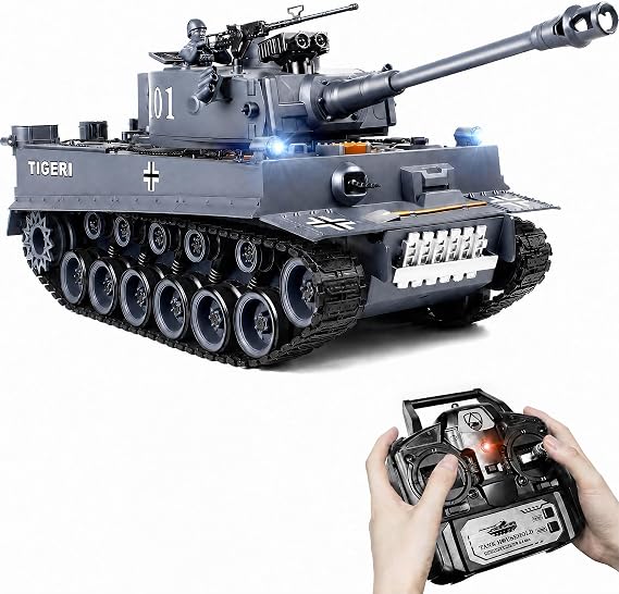 RC Tank 1:18 German Tiger I, WW2 Remote Control Tank with BB Firing, Recoil