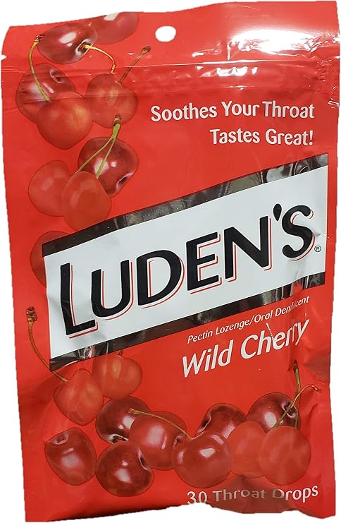 Ludens Wild Cherry Throat Drops: 12 Bags of 30 Drops - Kd