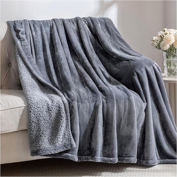 Heated Blanket Electric Full Size with 8 Heat Levels & 10 Time Settings, Heating Blanket with Flannel & Sherpa for Bed, Full Body, Couch, Home Office Use, Machine Washable, Warm Gift (Grey 72"x84")