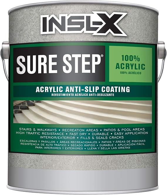 INSL-X Sure Step Acrylic Anti-Slip Paint, White, 1 Gallon