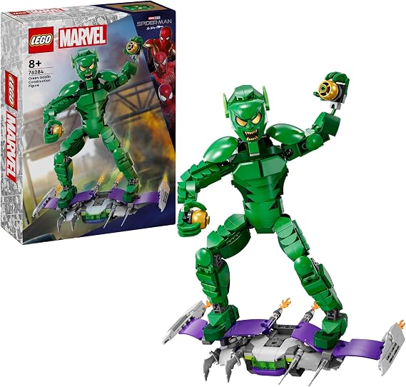 LEGO Marvel Green Goblin Yapım Figürü 76284 – 8 Yaş ve Üzeri Çocuklar için Süper Kahraman Hediyesi Fikri, 2 Bal Kabağı Bombası Dahil Orijinal Aksesuarlar İçeren Yaratıcı Oyuncak Yapım Seti (471 Parça)